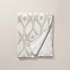 Hearth & Hand Magnolia Trellis Pattern Cotton Throw‎ Blanket Green/Cream Target